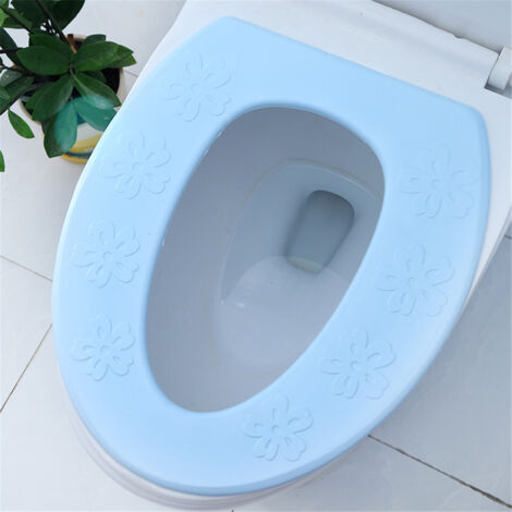 Wasserdichtes EVA-Toilettenkissen [Rutschfestes und weiches Kissen, Hochwertiges EVA-Material, Waschbar und wiederverwendbar, Blumenblau, Größe 34,5 x 40 cm, 1 Stück]