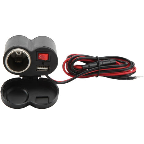 Wasserdichtes Motorrad-Lenkerladegerät mit Zigarettenanzünderanschluss, USB-Anschluss und blauer LED für elektronische Geräte
