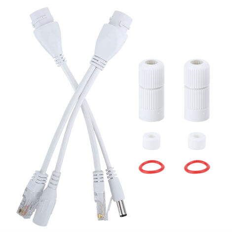 Wasserdichtes PoE-Adapterkabel, 12V DC-Injektor-Separator (weiß)