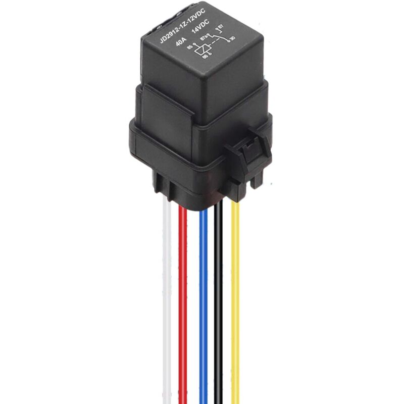 Image of Wasserdichtes Relais 12VDC 40A mit Drähten Sockelverdrahtung 5 Pin JD2912-1Z-14VDC 14VDC Automotive