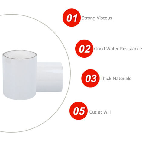 Wasserdichtes Reparaturklebeband – Starkes und langlebiges PVC-Selbstklebeband – Wasserdichtes und isolierendes, auslaufsicheres Klebeband, 2 x 10 cm x 1,5 m, Weiß