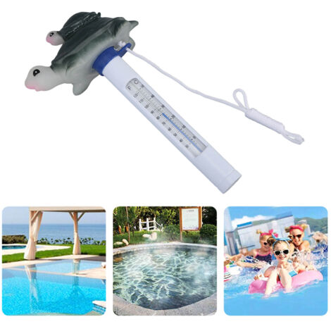 Wasserdichtes, schwimmendes Schwimmbadthermometer in Schildkrötenform, leicht ablesbar, mit Trageband, Material: Kunststoff und Petroleum, Größe: 21 cm, Farbe: Schildkröte