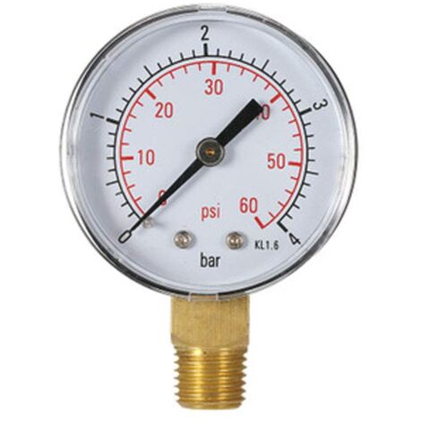 Wasserdruckmessgerät, Pool-Druckmessgerät, 60 PSI, 1/4 Zoll NPT-Bodenmontage, Zollgewinde, mechanische Waage, Manometer, Wasser- und Gasdruckmessgerät (4 bar)