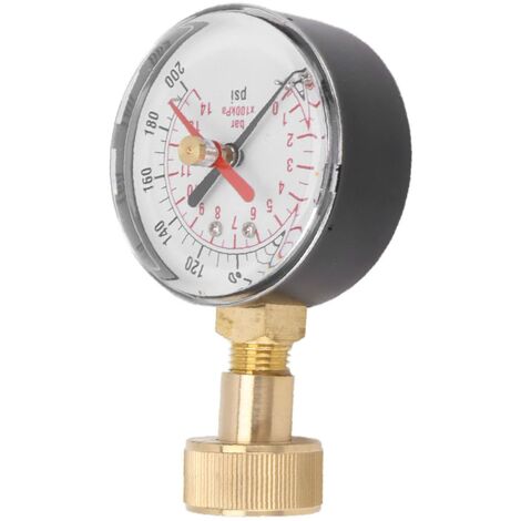 Wasserdruckmesser, Universelles Wasserdruckmessgerät Manometer aus  Aluminiumlegierung, Eisen, 0–200 Psi mit 3/4 Innengewinde für Ersatzschlauch
