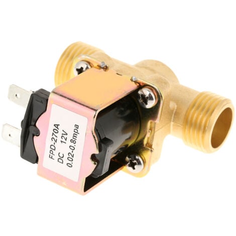 SJQKA Wassereinlass-Durchflussschaltventil, elektrisches Wasserabsperrventil, 1/2 Zoll DC 12 V, normalerweise geschlossenes elektrisches Magnetventil aus Messing zur Wassersteuerung