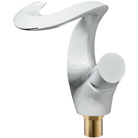 Wasserfall-Badezimmerarmatur, Einhebel-Mischbatterie aus Messing, elegante moderne weiße Badezimmerarmatur