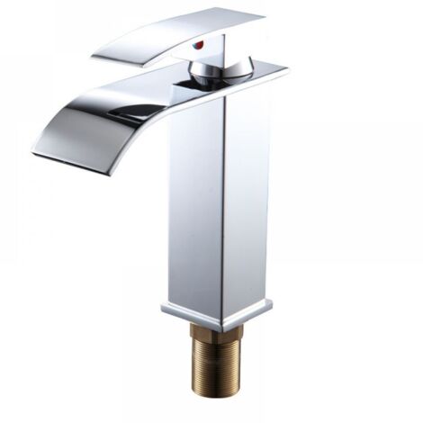 Wasserfall-Waschtischarmatur, Badarmatur mit Warm- und Kaltwasser, hochwertige Waschtischarmatur aus Messing und Edelstahl, elegantes und stilvolles Design, 245 mm hoch