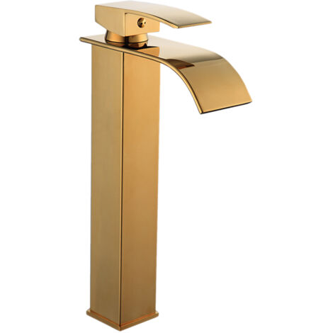 Wasserfall-Waschtischarmatur, Einhebel-Mischbatterie aus Messing, Warm-/Kaltwassermischer, 2 Schläuche inklusive, modernes minimalistisches Design