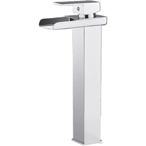 Wasserfall-Waschtischarmatur, Einhebel-Waschtischmischer, Warm- und Kaltwasser (Chrom, lang)