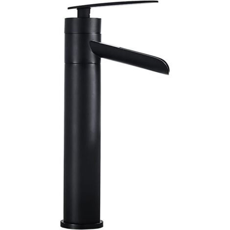 Wasserfallarmatur, Badezimmerarmatur, Einloch-Waschtischarmatur, hohe Einhebel-Badezimmerarmatur, schwarze Badezimmerarmatur für Waschbecken (hoch)