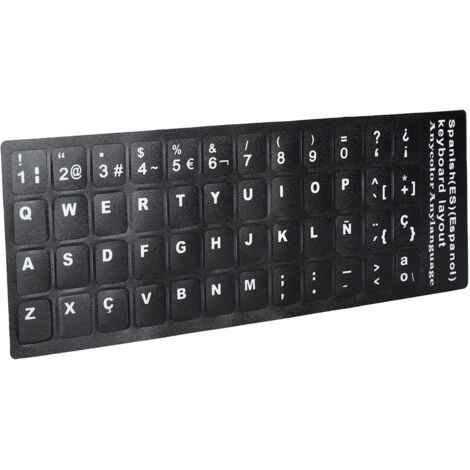 Wasserfeste spanische Tastaturbeschriftungen, schwarzer Hintergrund für 10-17 Zoll Laptops und Desktop-Computer