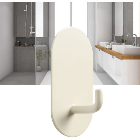 Wasserfester Klebe-Wandhaken aus schlichtem Eisen, kein Bohren erforderlich, cremefarben, für Küche/Badezimmer