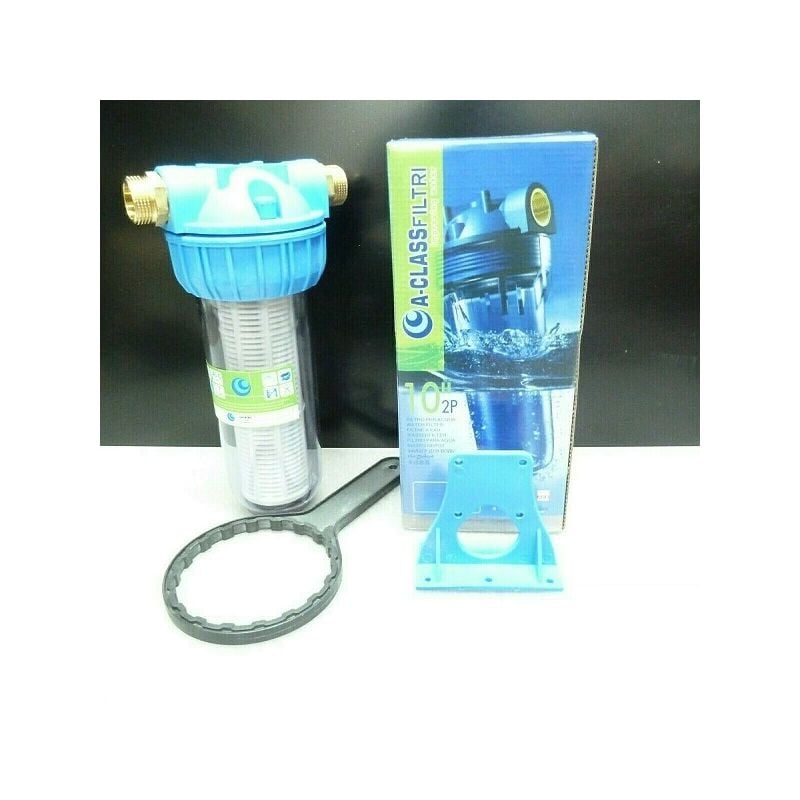 GmbH® Préfiltre 10 pouces max. 8 Bar 4000 l avec double mamelon 1 pouce laiton - Blau - CHM