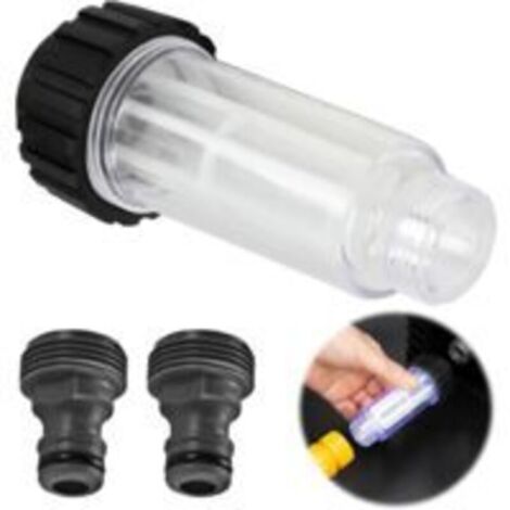 Wasserfilter für Hochdruckreiniger, 3/4 Zoll Anschluss, mit 2 Steckverschraubungen. Anti-Sandfilter für Wasserpumpe, kompatibel mit Kärcher K2-K7, für Gartenpumpe.  FLITI