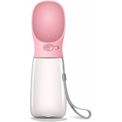 Wasserflasche für Hunde, auslaufsicher, tragbarer Welpen-Wasserspender – mit Wasserspender für Haustiere im Freien, Wandern, Reisen (550 ml, Pink)