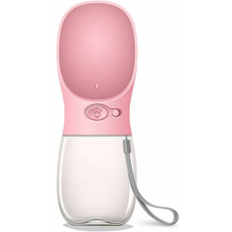 Wasserflasche für Hunde, auslaufsicherer tragbarer Welpen-Wasserspender mit Futterstation für Haustiere, Wandern im Freien, Wandern, Reisen (, Pink), kueatily