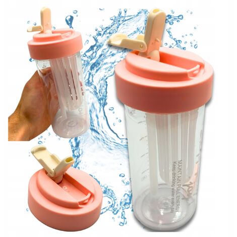 Wasserflasche mit Strohhalm, langlebig, mit abgestuftem Filter, 600 ml