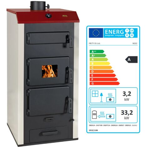 Wasserführender Kaminofen Holzofen Prity NS32 33,2 + 3,2kw EEK-A