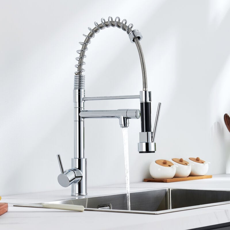 Auralum - Wasserhahn Ausziehbare Küchenarmatur Spültischarmatur 360° Drehbar Küche Wasserhahn Einhebelmischer mit zwei Wasserauflaufe