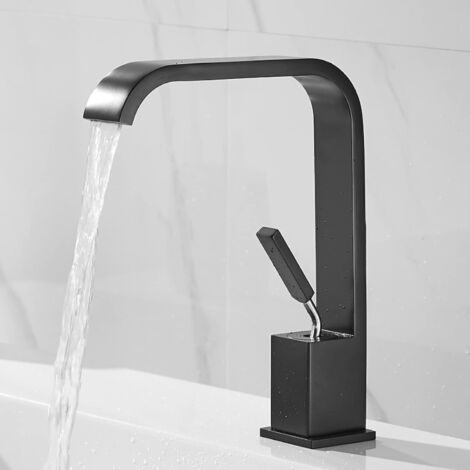 Waschtischarmatur Wasserfall Einhebelmischer – Roségold, Hoch, Für Aufsatzwaschbecken | Keramik-Kartusche