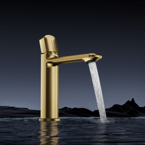 Wasserhahn Bad,Einhandmischer Waschbecken Armatur,Mischbatterie Waschbecken wassersparend,Badarmatur Mischbatterie,Einhebelmischer Mischbatterie für Waschtisch Badezimmer (Brushed gold)