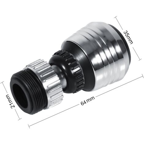 [Wasserhahn-Düsenfilter] [Neu] [ABS Chrom] [360° drehbarer Wassersparfilter-Diffusor] Wasserhahn-Luftsprudler für Küchenbrause – korrosionsbeständiges ABS, 64 mm Länge, 35 mm Durchmesser, Silber, 1 St