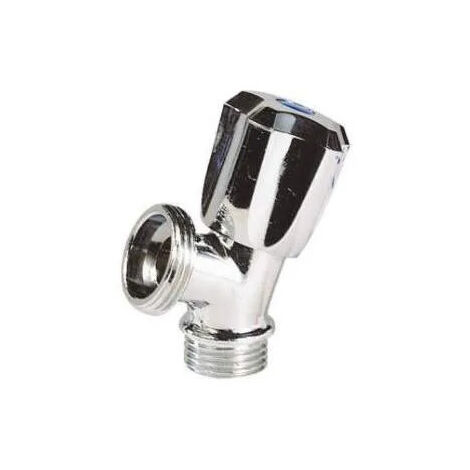 Wasserhahn für Waschmaschine verchromt Doppelstecker 1/2" 3/4" Sferaco