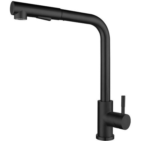 Wasserhahn Küche mit 3 Funktionen Brause, Schwarz Küchenarmatur mit Ausziehbarem Brause, 360° Drehbar Mischbatterie Küche, Spültischarmatur Küche Matt Schwarz(ohne Wasserleitung)