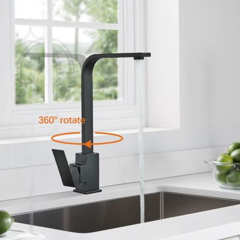 ONYZPILY Wasserhahn Küche Schwarz Messing,Farcetor 360° Schwenkbar Küchenarmatur Hochdruck Armatur Küche Wasserhahn Mischbatterie Armatur Küche Einhebel Spültischarmatur