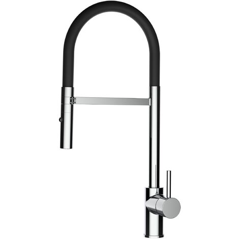 Wasserhahn Kueche Spueltischarmatur chrom Kuechenarmatur mit 360 schwenkbarem schwarz Auslauf und abnehmbare 2 strahl Handbrause
