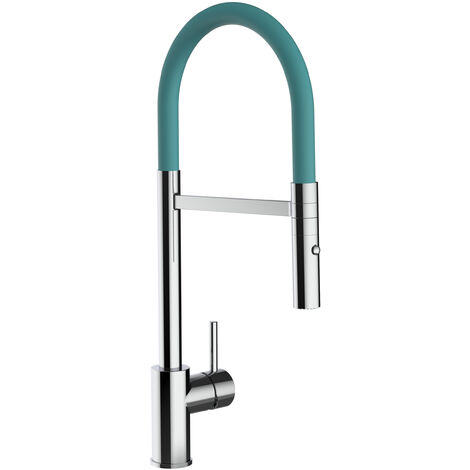 Wasserhahn Kueche Spueltischarmatur chrom Kuechenarmatur mit 360 schwenkbarem turkis Auslauf und abnehmbare 2 strahl Handbrause