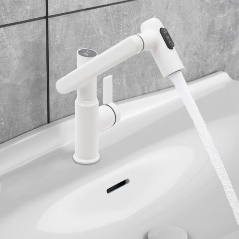 Wasserhahn, LED Temperaturanzeige, Drehbarer Multifunktionshahn, Spültischarmatur(3/8 Schnittstelle)