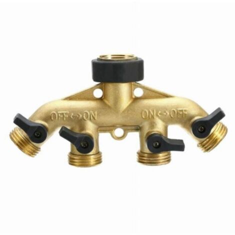 Wasserhahn-Splitter aus Messing mit 4-Wege-Bewässerungs-Gartenschlauch-Anschlussausrüstung (Europäisches Gewinde 3-4)