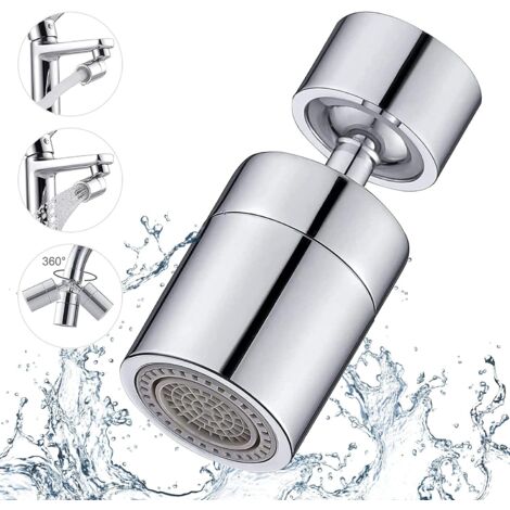 Wasserhahnbelüfter, 360 Grad drehbar, 2 Modi, verstellbarer Küchenhahn-Filtersprudler für Küche, Badezimmer, mit Adapter, 22 mm Außengewinde – 24 mm Innengewinde