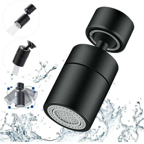 ONTWAY Wasserhahnbelüfter, 360-Grad-Drehgelenk – 2 Modi, verstellbarer Küchenarmatur-Filtersprudler für Küche und Badezimmer, mit Adapter 24 mm Außengewinde – 22 mm Innengewinde (schwarze, mit Öl eingerieben