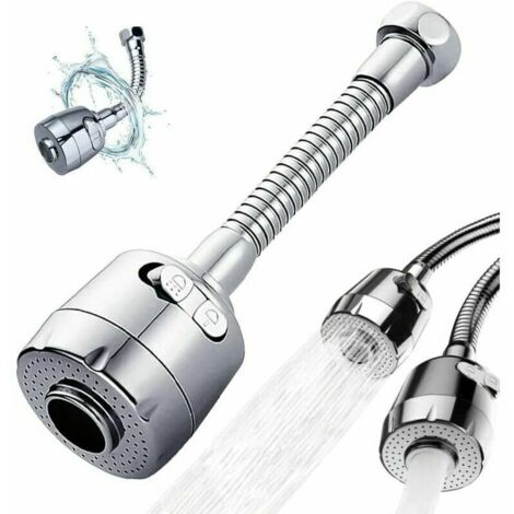 Wasserhahndüse, Küchenarmaturverlängerung, Wasserhahnbelüfter, drehbare Sprühkopfverlängerung, Luftsprudler, um 360° drehbare Wasserhahnverlängerung, Schaum- und Regenmodus, 17 cm