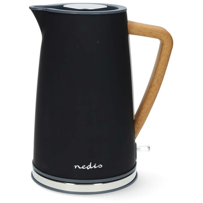 Nedis Schwarz - Wasserkocher 17 L Soft Touch Um 360 Grad Drehbar Verdecktes Heizelement Strix Controller Boil Dry Protection