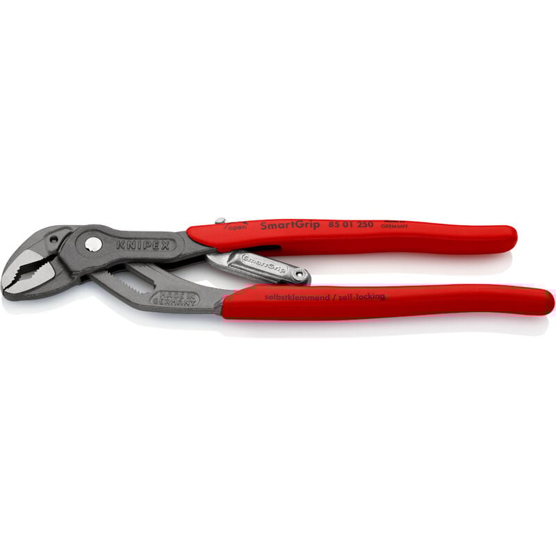 KNIPEX 85 01 250 SB SmartGrip® Wasserpumpenzange mit automatischer Einstellung mit rutschhemmendem Kunststoff überzogen grau atramentiert 250 mm