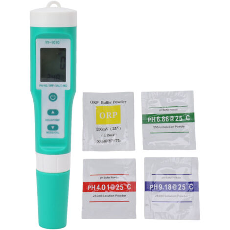 Wasserqualitätsmessgerät pH IP67 wasserdicht, großes Display mit automatischer Temperaturkompensation für TDS, EC, ORP, Salz, H₂, SG, Fruchtbarkeit