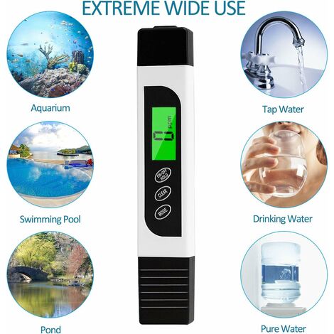 Wasserqualitätsprüfer, genaues tds-Meter EC-Meter und Temperaturprüfstift mit hintergrundbeleuchtetem LCD für Trinkwasser, Hydrokultur, Schwimmbäder, Aquarien