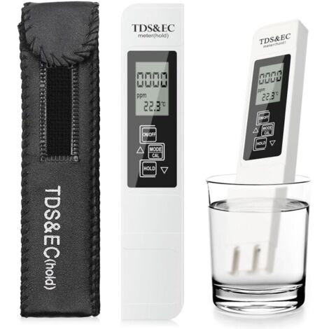 Wasserqualitätstester, 3-in-1 digitales LCD-Messgerät mit TDS-, EC- und Temperaturfunktionen, für die genaue Prüfung von Trinkwasser, Schwimmbädern und Aquarien.