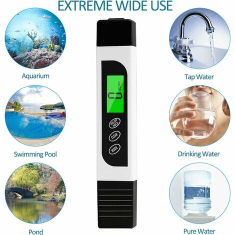 Wasserqualitätstester, genaues TDS-Meter, EC-Meter und Temperaturprüfstift mit hintergrundbeleuchtetem LCD für Trinkwasser, Hydroponik, Schwimmbäder, Aquarien.