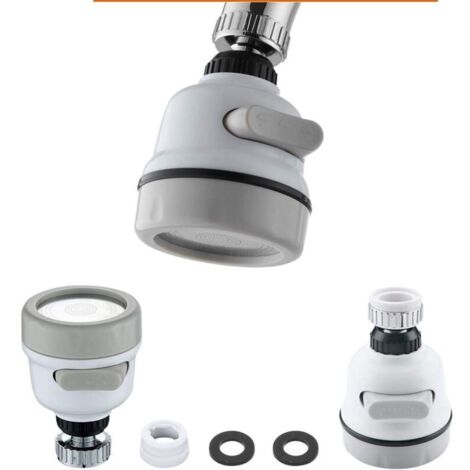 Wassersparende Filterdüse, 2er-Pack, universelle Küchenarmaturverlängerung, mobiler, verstellbarer Kopf, 360°-Armaturenlüfter, wassersparend