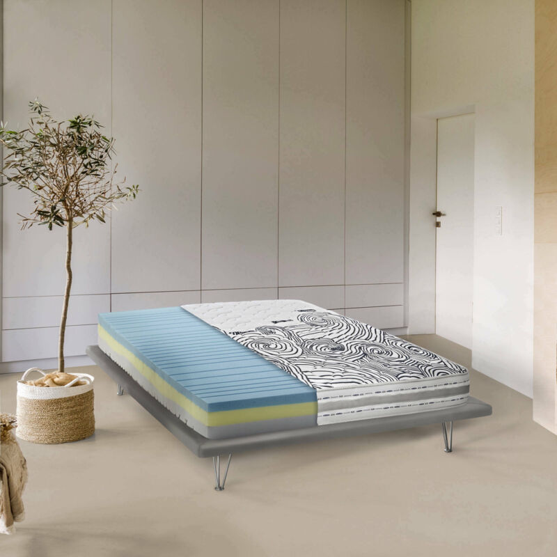 Single Energy Matratze, Made in Italy, Herausnehmbare Matratze aus Memory Foam und Waterfoam, Anti-Milben und Hypoallergen, cm 80x190 h22 - Talamo