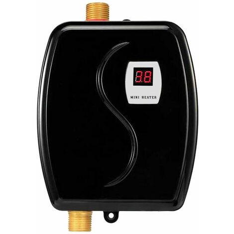 Wassertank ohne elektrischen Warmwasserbereiter, 220 V Miniatur-Durchlauferhitzer, mit eingebautem Temperatursensor, Touch-Taste, geeignet für Badezimmerdusche (EU-Stecker) - Schwarz