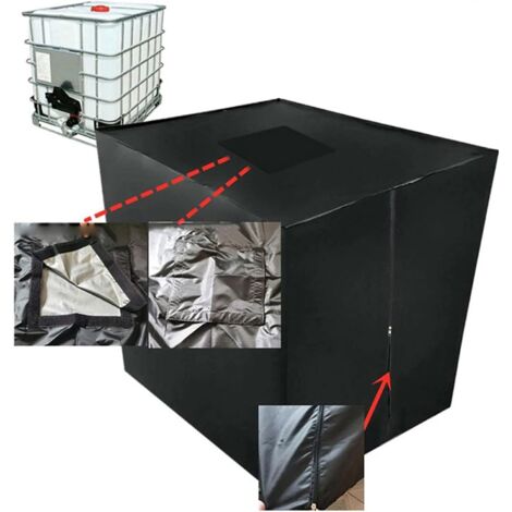Wassertankabdeckung, Regentonnenabdeckung mit Kordelzug und oberer Öffnung, IBC-Tankabdeckung aus 210D Oxford-Gewebe (Größe: 1000 l)