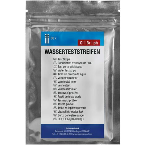 Wasserteststreifen 3 in 1, pH/Br/CL - 50 Streifen in Tütchen