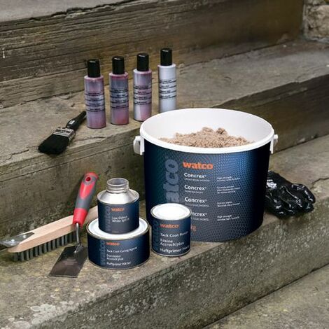 Watco Concrex Stufenreparatur-Set (10kg Concrex Carbon Fibre, 1x Haft-Primer 1m², Mischkelle, 250ml Terpetinersatz)