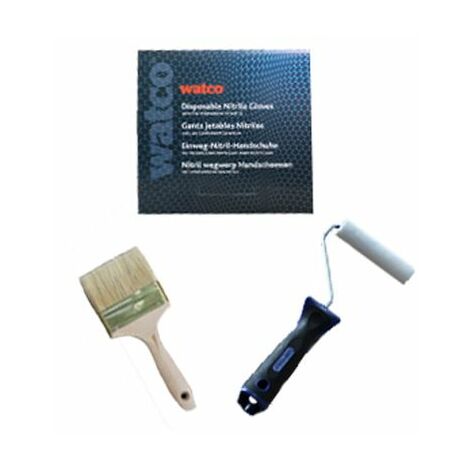 Watco Epoxyline Verarbeitungsset (Pinsel 10cm, Farbrolle 80mm mit Stiel und Gummihandschuhe)
