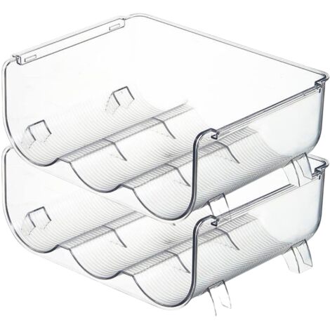 Water Bottle Storage Organizer 2 Pack Stackable Kitchen Organizer and Organization Plastic Bottle Holder for Cabinet, 3 Bottles